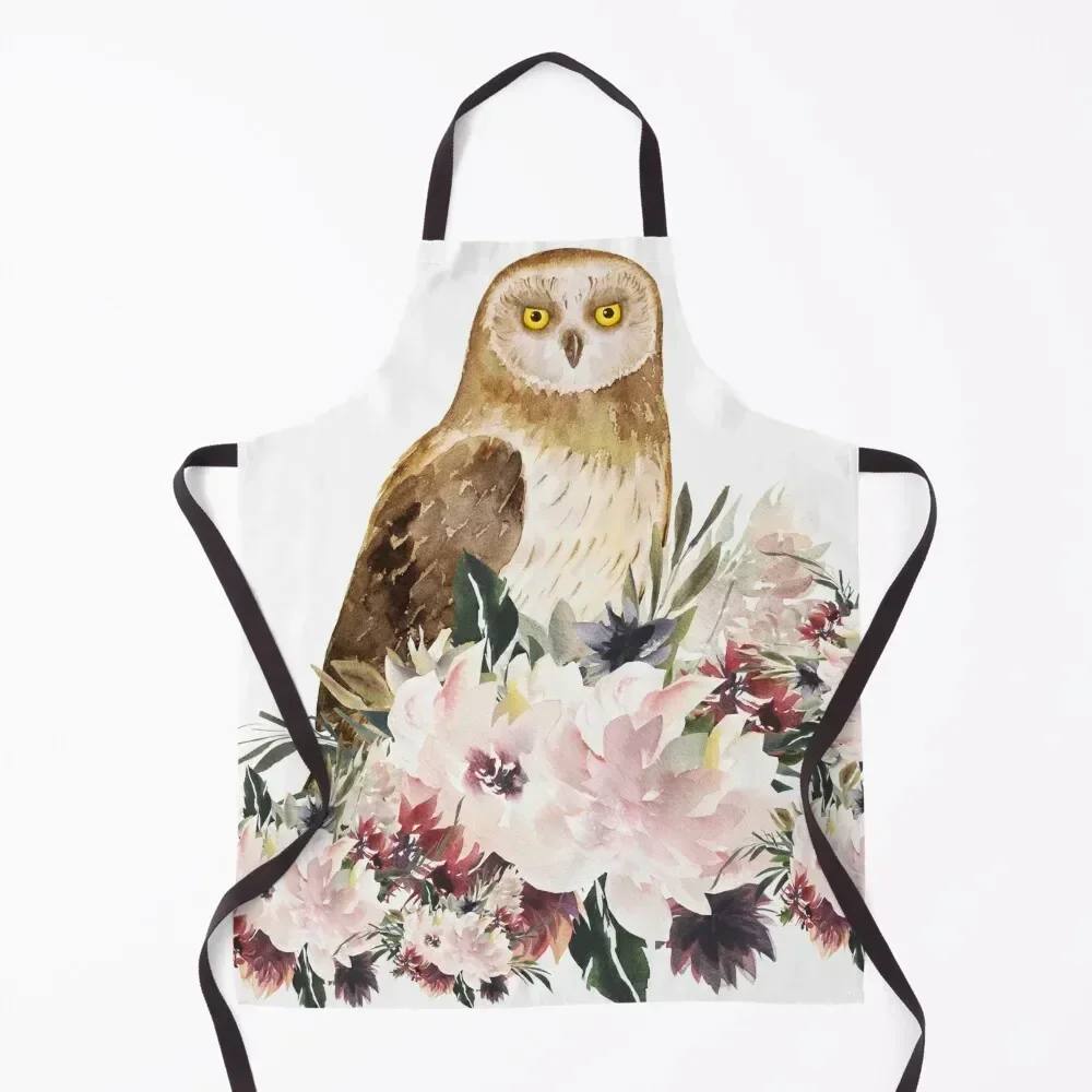 

Owl in flowers elegant design Apron Chef Uniform Woman Customizable Woman For Man japanese woman Apron