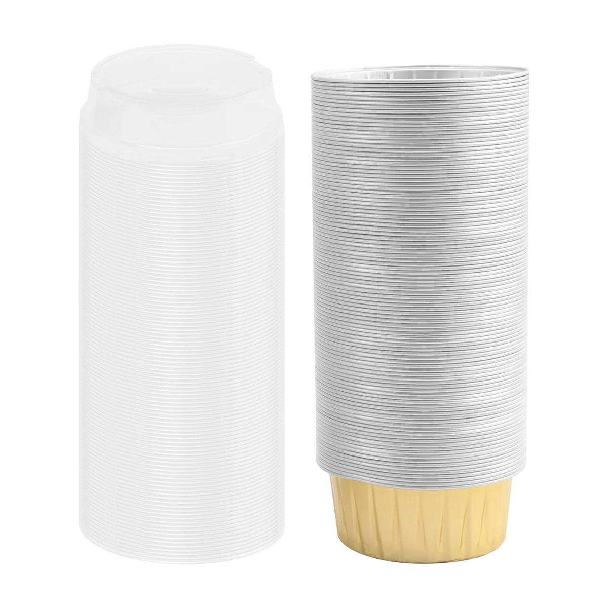 Nuovo 100 pz Usa E Getta Foglio di Alluminio Tazze Da Forno Creme Brulee Dessert Forma Ovale Cupcake Tazze con Coperchi Torta Uovo Strumenti