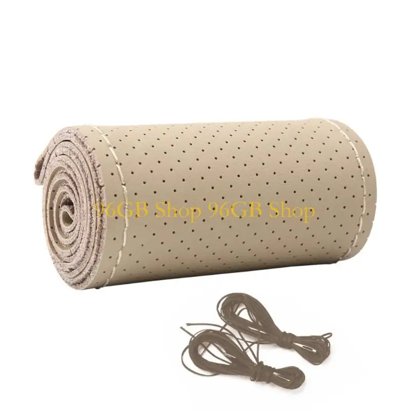 

96GB Additional Cattlehide Leather Steering Cover Hand Sewn Not Slip Face Global Car Model Fit