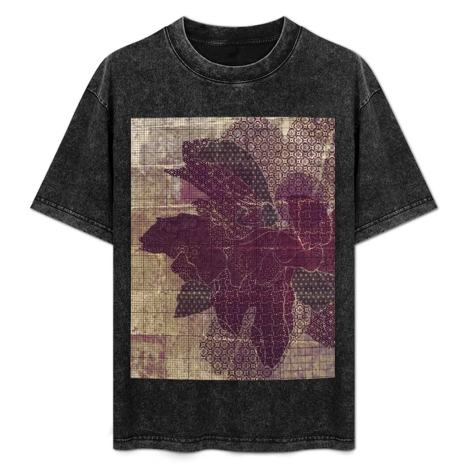Pfingstrosen- und japanisches Muster – Olive&Aubergine T-Shirt Holiday All Match T-Shirt