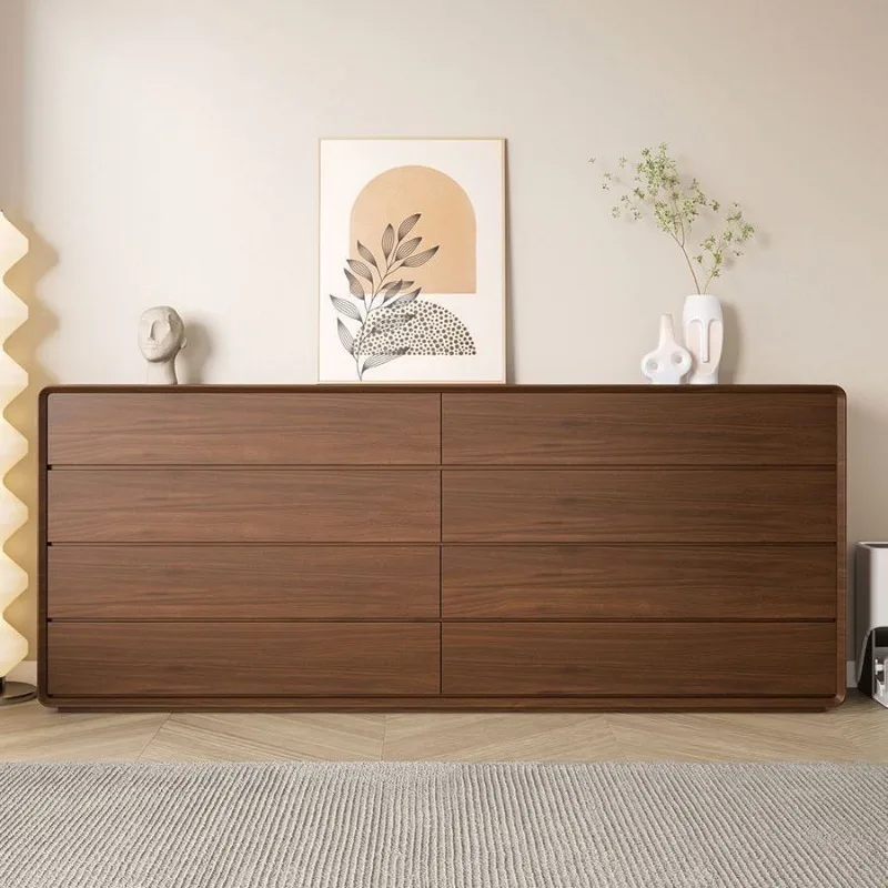 chest integrated minimalist, living room dining side cabinet, large capacity locker, walnut color side cabinet