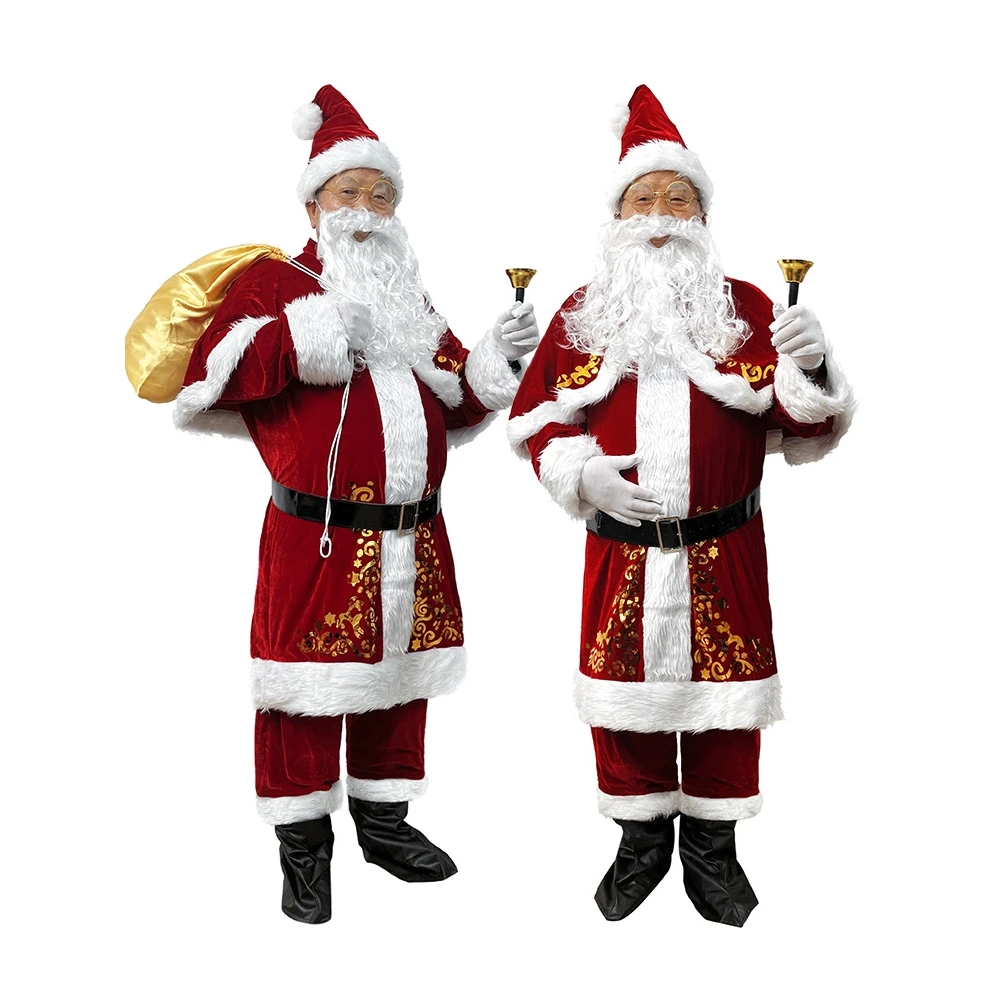 Thickened Long Sleeve Christmas Dress for Women Queen Style with Shawl Christmas Santa Claus Costume Cross-Border Holiday Wear