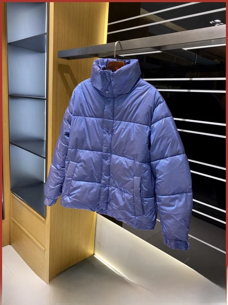 

Warm Cotton Jaet Laser Glossy Surface Stand Collar for Men And Women Thiened Winter Coat Youth Faion Stand Fit