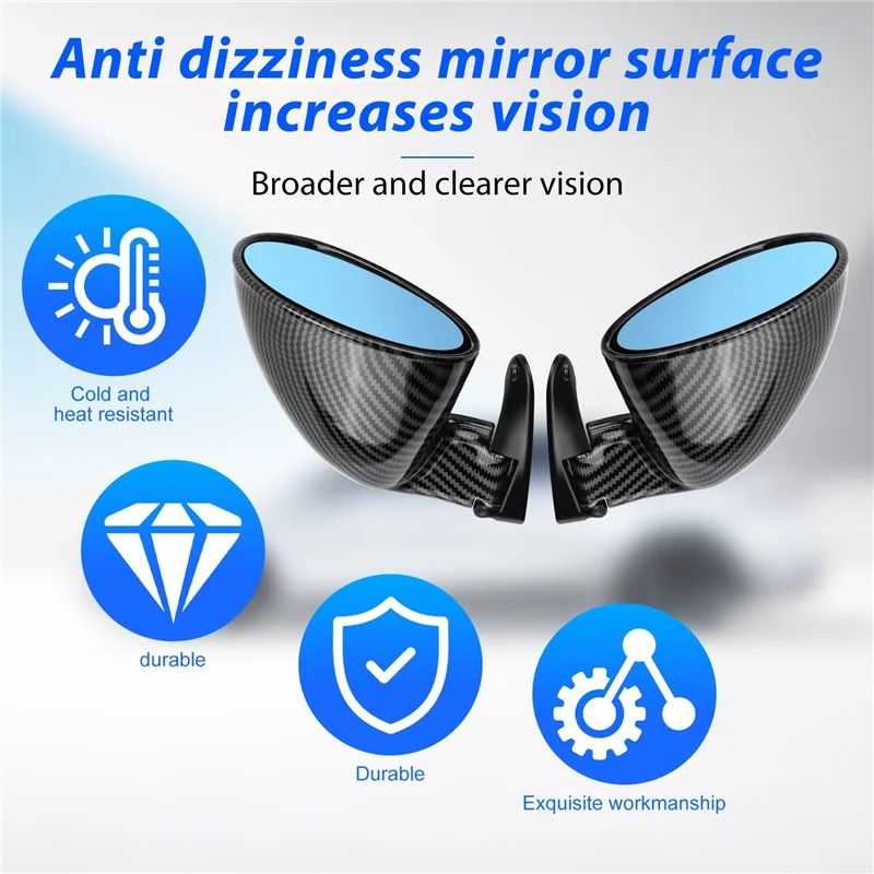 

California Style Left & Right Car Classic Retro Door Wing Side Mirror Rearview Vintage Matte Universal Carbon Fiber Look