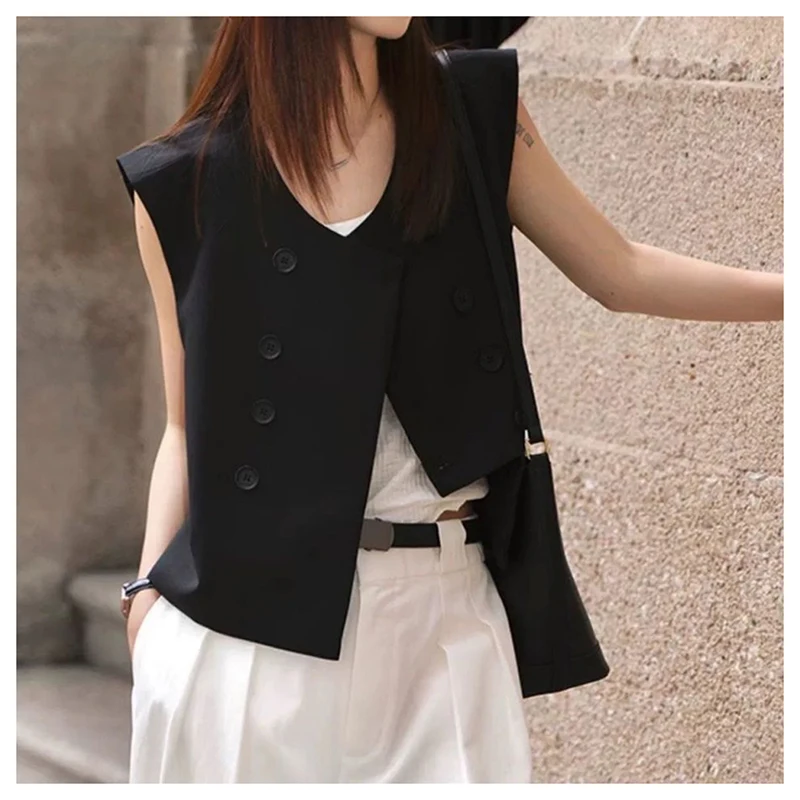 Suit vest jacket, women's irregular top, spring and summer new design sense, casual and loose shoulder vest  jackets for women