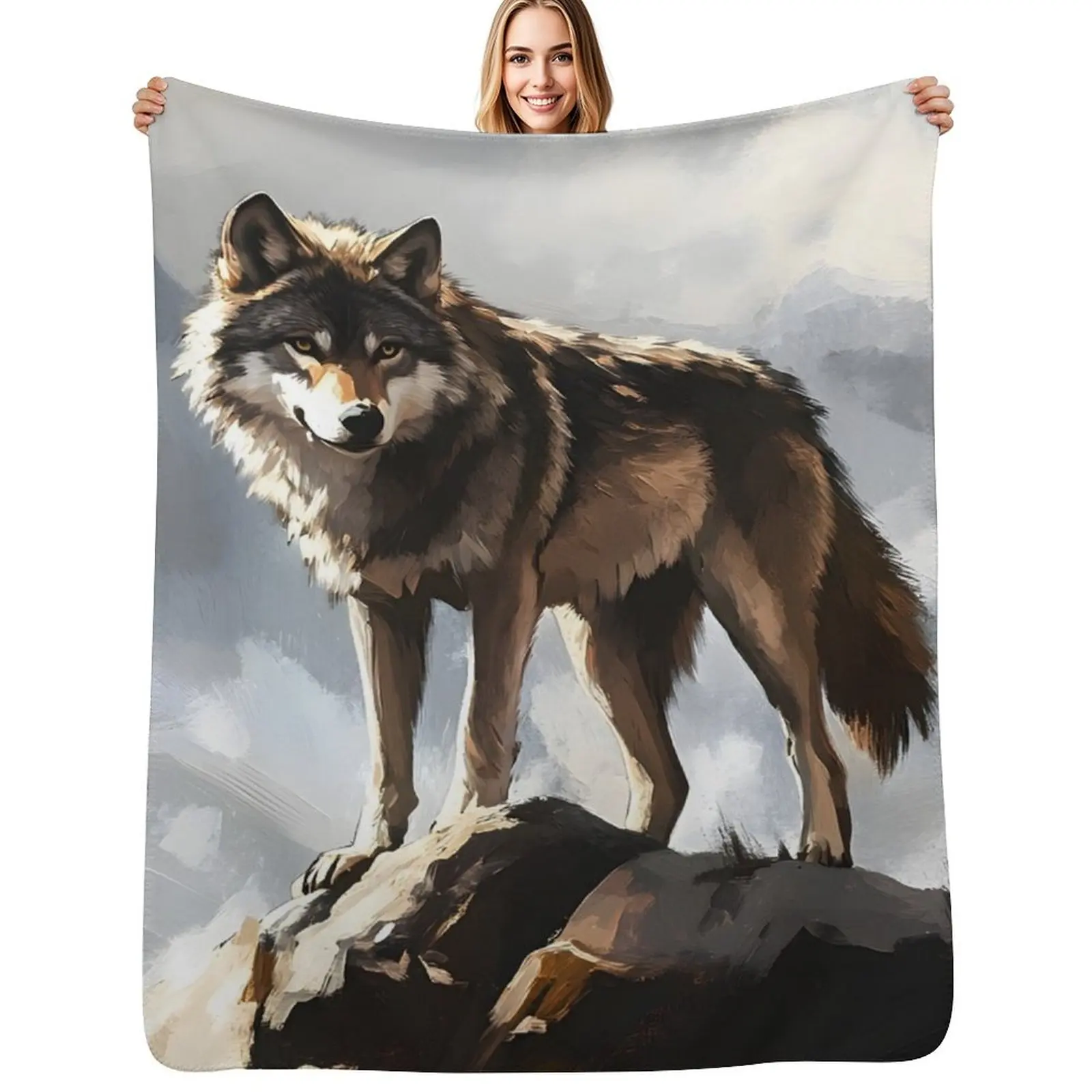wolf Throw Blanket Durable Warm Blanket for Daily Home Use