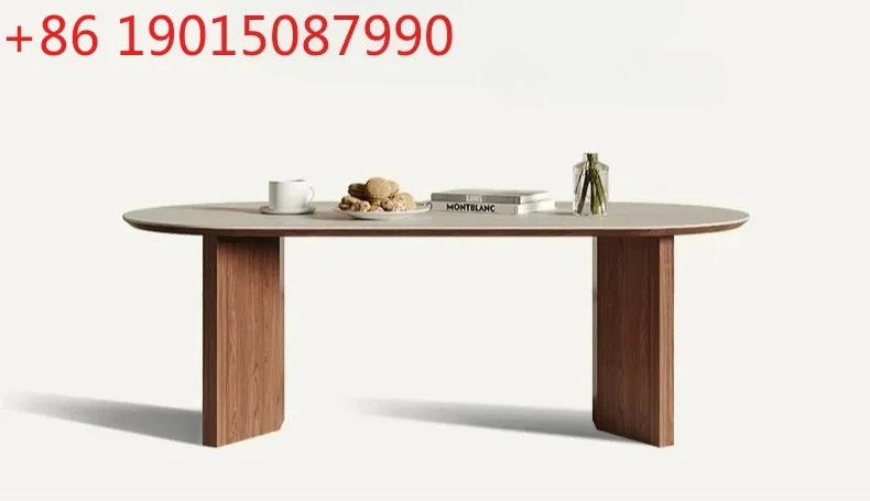

N Nordic cream wind rock slab household simple oval cave stone coffee table