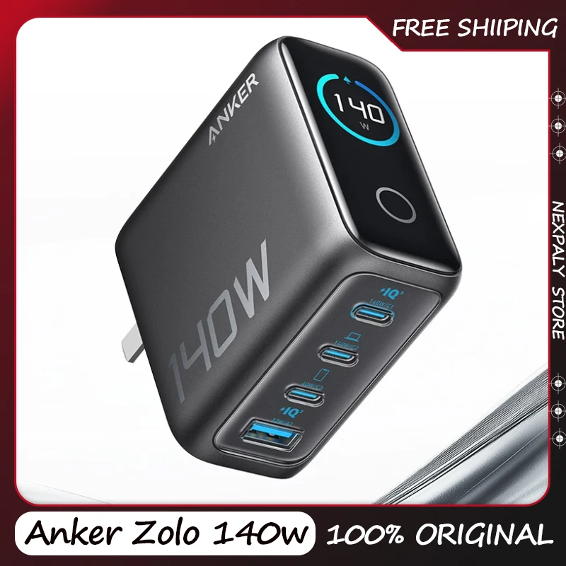 chargeur-de-telephone-anker-zolo-gan-140w-pd-a-charge-rapide-avec-quatre-ports-usb-c-a-ecran-intelligent-ai-pour-iphone-16-tablettes-ordinateurs-portables