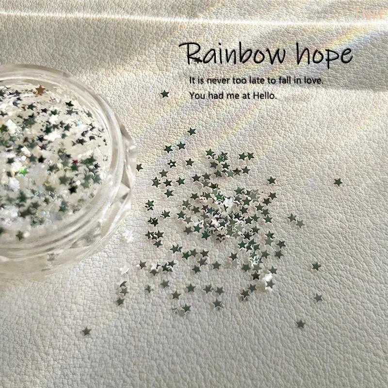 [J] 1 Box Shiny Mini Star Glitter Thin Moon Fitting Nail Accessories Handmade Wearable Nail Materials Decoration