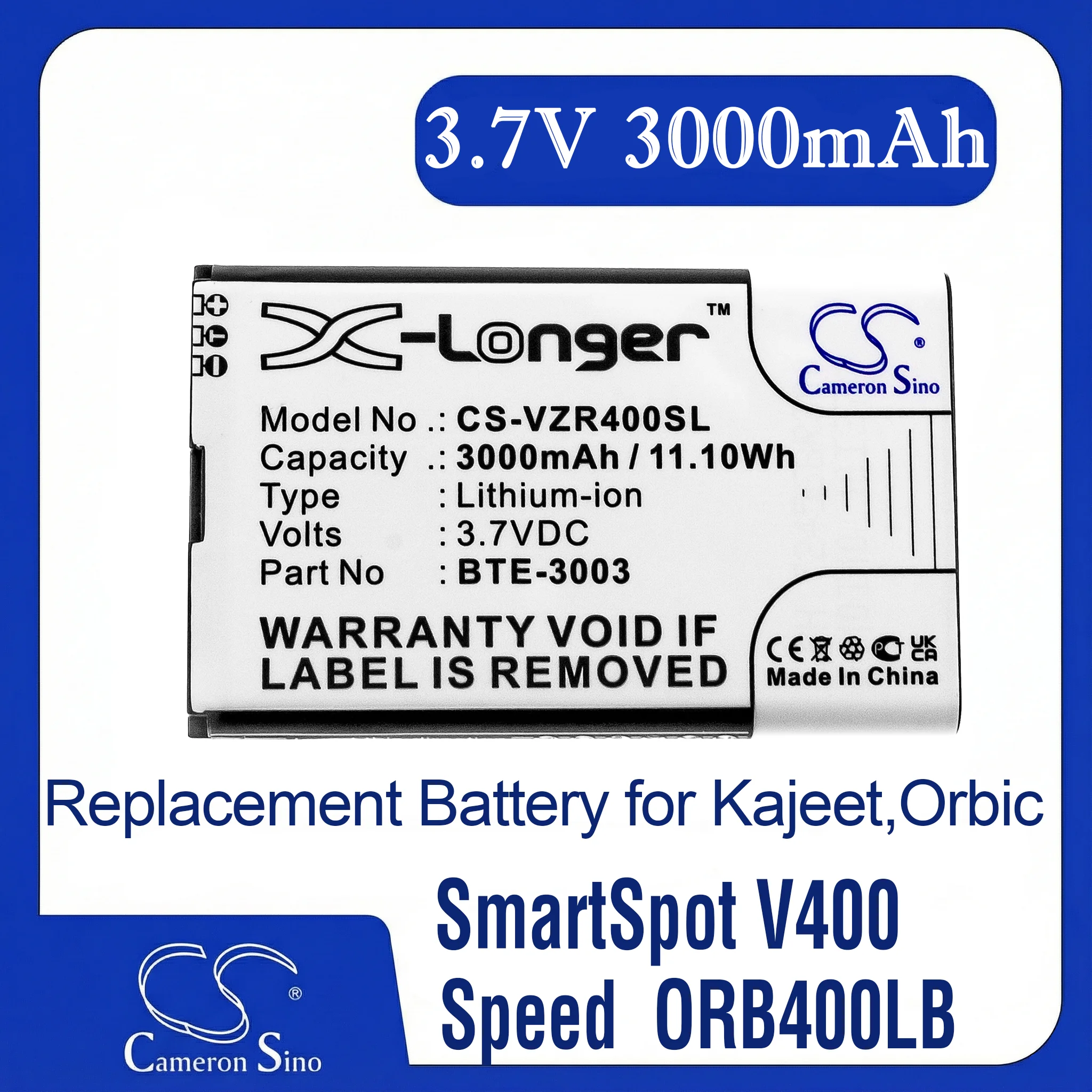 

Cameron Sino Replacement Battery for Verizon ORB400LB, RC400L, Fits P/N BTE-3003