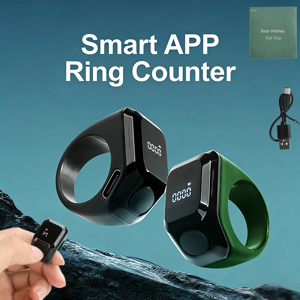 New Smart APP Tally Counters Portable Digital Ring Counter Bluetooth Counting Muslims Zikr Ring Prayer Time Vibration Reminder