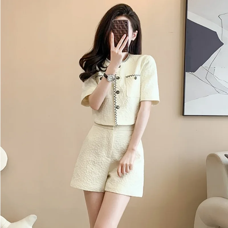 2024 Summer Clothing Small Tea Series Wear a Set of Hot Girls Lively Age-Reducing Classic Style Shorts Suit Two-Piece Suit