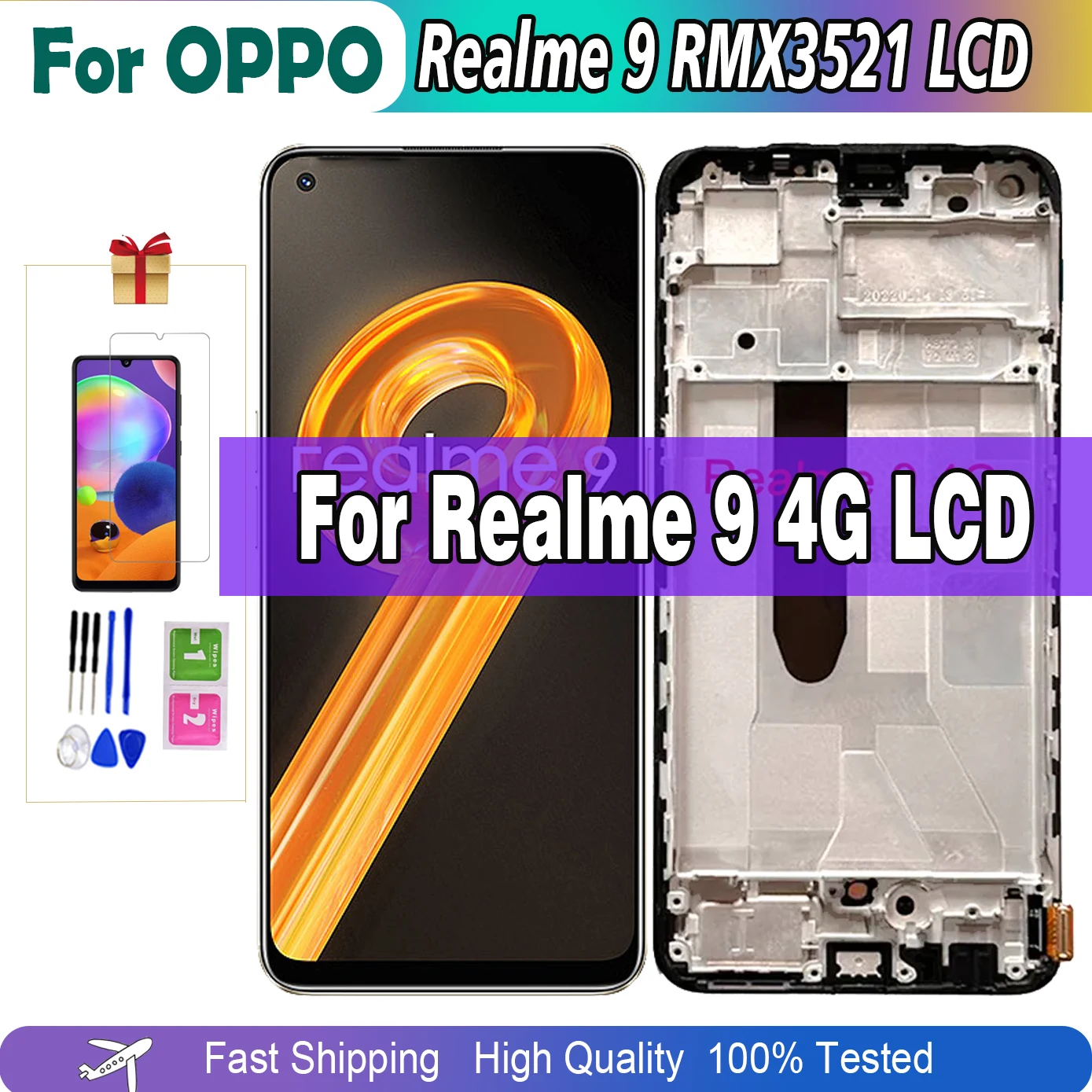 

Display 6.4" Original LCD For OPPO Realme 9 LCD Touch Screen Digiziter For Realme 9 4G RMX3521 LCD Assembly Replacement Repair