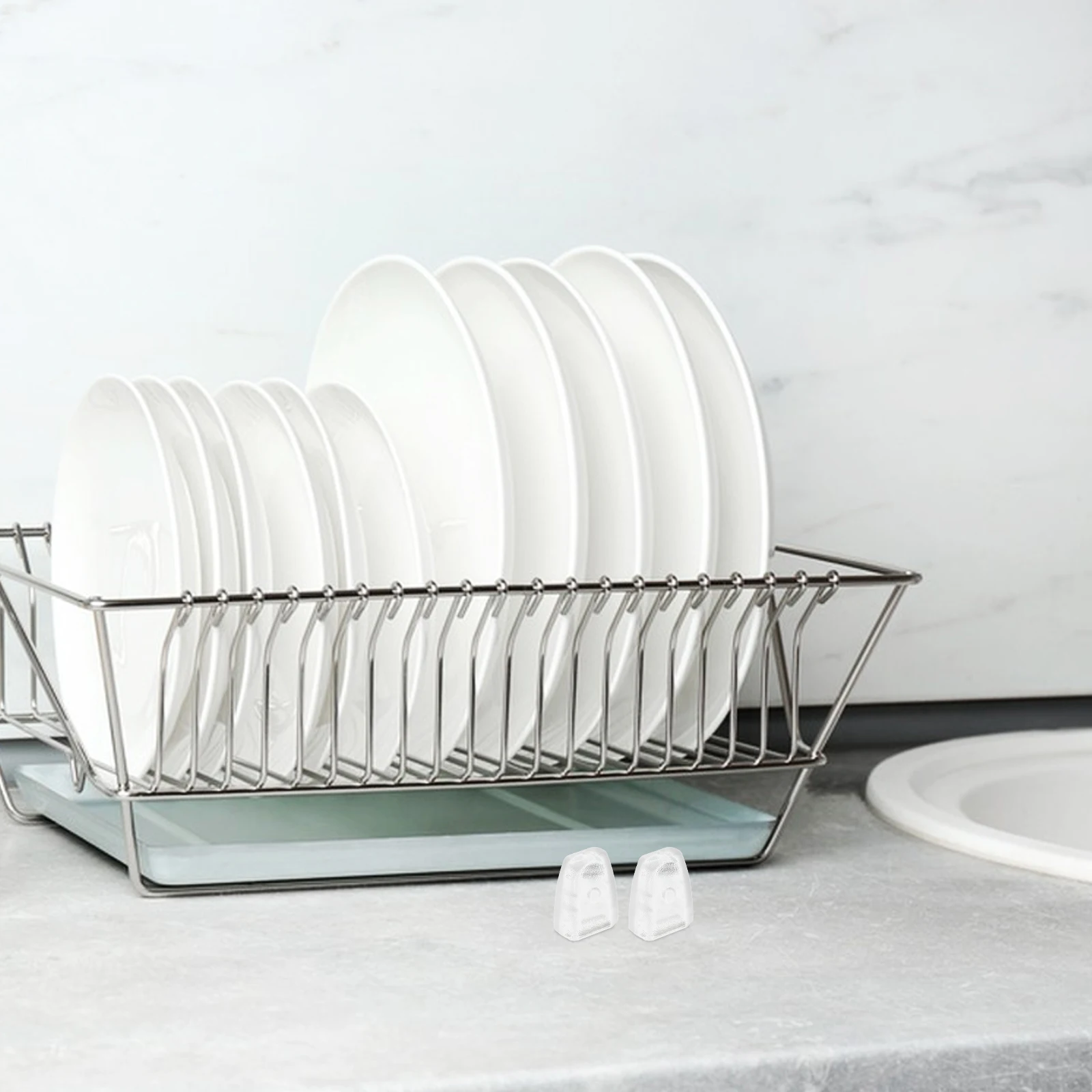 

20 Pcs Drain Basket Feet PVC Protective Sleeves Kitchen Sink Dish Rack Grid Replacement Waterproof Non Various