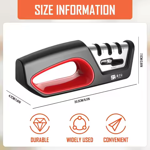 TAIDEA Professional 4-Stage Manual Knife &amp; Scissors Sharpener Tungsten Diamond Ceramic Wheels for Home Kitchen Easy Grip &amp; Use