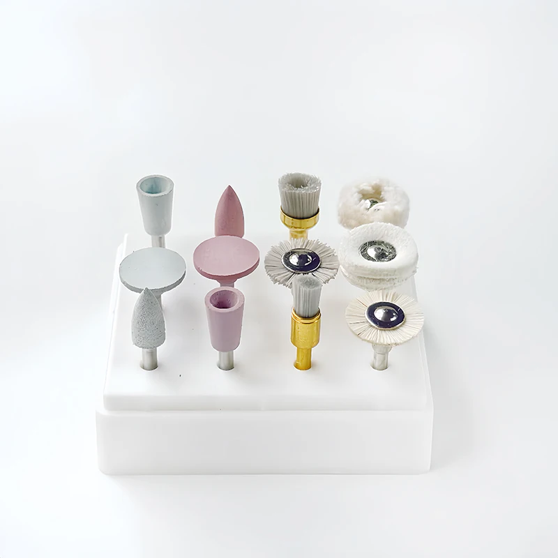 Kit Ra per lucidatura composita da 12 pezzi, utensili a bassa velocità, spazzola per lucidatura con testa di molatura in silicone con diametro gambo da 2,35 mm, testa di molatura per lucidatura manuale a bassa velocità in lega di resina ceramica