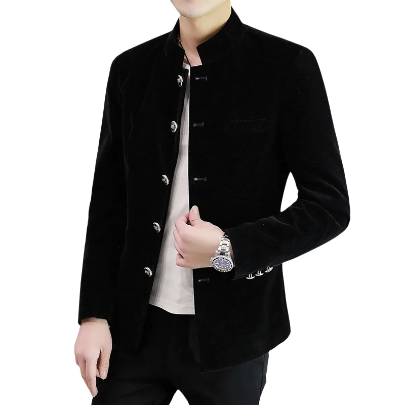 New Zhongshan Suit Men Outdoor Leisure Solid Color Slim-fit Korean Version Wedding Work Youth Trend Stand-up Collar Jacket