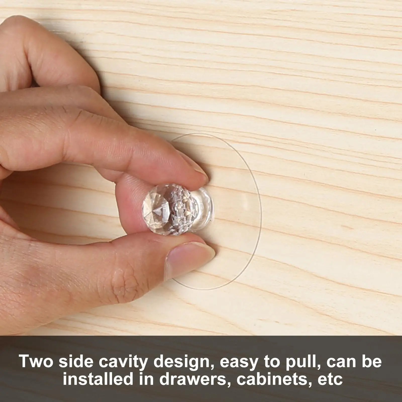 2pcs Invisible Handle Hook Drill Free Clear Cabinet Drawer Knobs Self-Stick Push Pull Helper for Wardrobe for Kitchen Cupboard