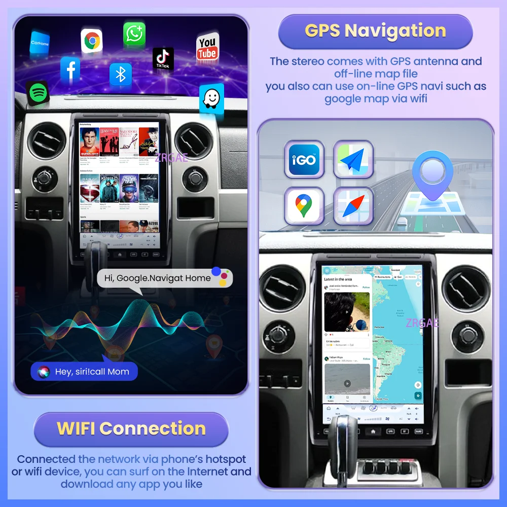 14.5 "Android15 Carplay اللاسلكية لفورد F150 رابتور 2009-2014 تسلا نمط سيارة لتحديد المواقع والملاحة مشغل وسائط متعددة 2.5kHeadunit HD #3