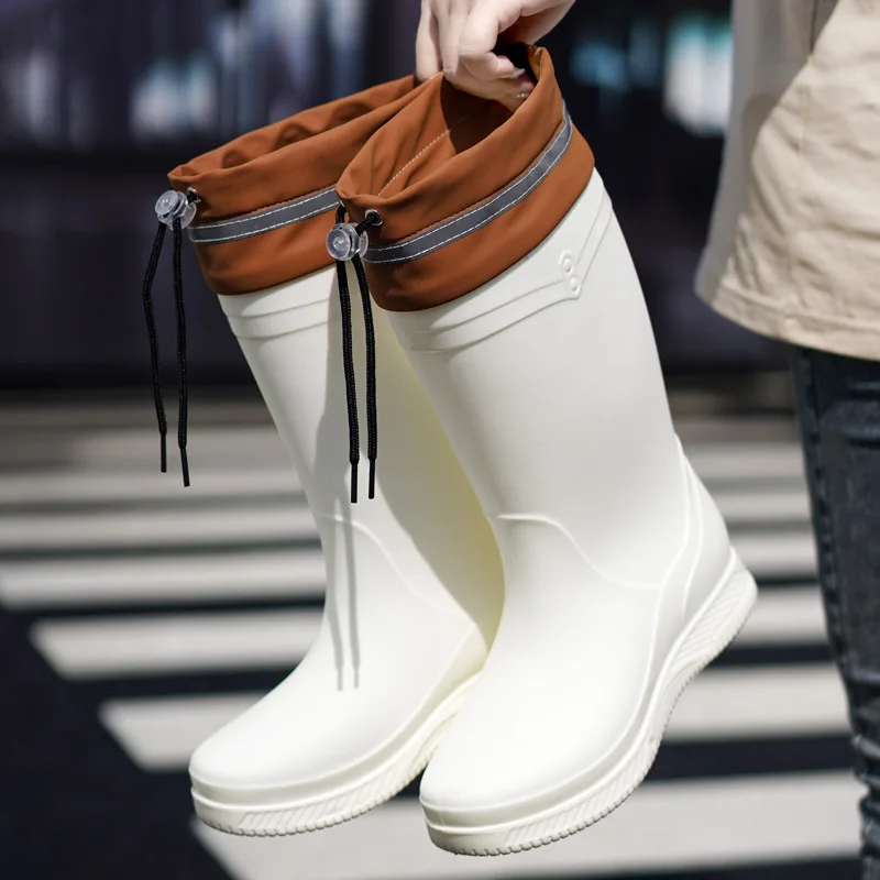 

Womens Thick Soled Rain Boots Non-Slip Fashion Outdoor Wear-resistant Rubber Waterproof Shoes Womens Jelly Soft Soled Rain Boots