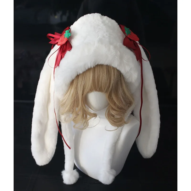 

Удлиненная шапка с кроличьими ушками, зимняя теплая шапка Lei Feng, милая длинная лента с бантом, защитная шапка с кроличьими ушками в стиле Лолиты