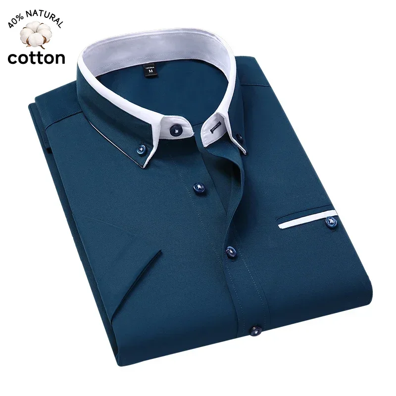 

Brand Clothing Plus Size 5XL Summer Business Shirt Men Short Sleeves Button Up Shirt Turn-down Collar Casual Shirts Man Clothing