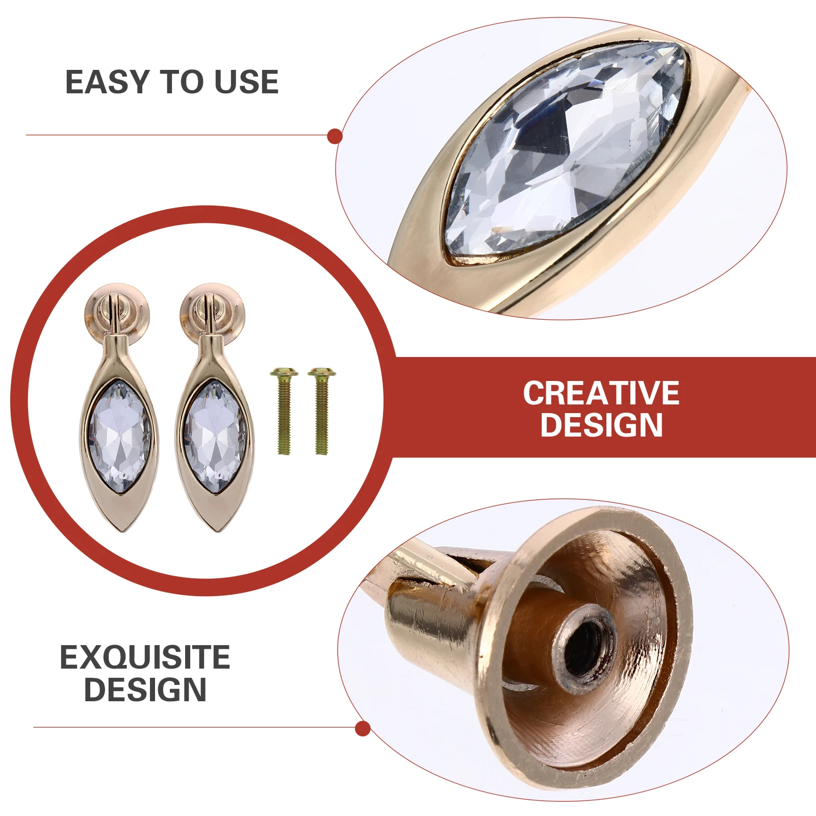 

2Pcs Zinc Alloy Crystal Drawer Knobs Clear Silver Cabinet Handle for Home Dresser Cupboard Wardrobe Furniture Cabinet Knob