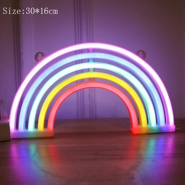 Neon Sign LED Rainbow shaped Neon Light Battery/USB Powered Colorful Neon Lamp desk wall Nightlight Christmas Decorative