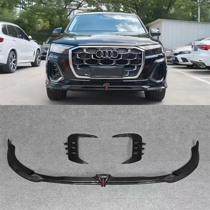 

For Audi Q7 2024-2025 Sports Style ReaI Dry Carbon Fiber Bumper Front Lip Front Bumper Lower Lip Under Spoiler Splitter Body Kit