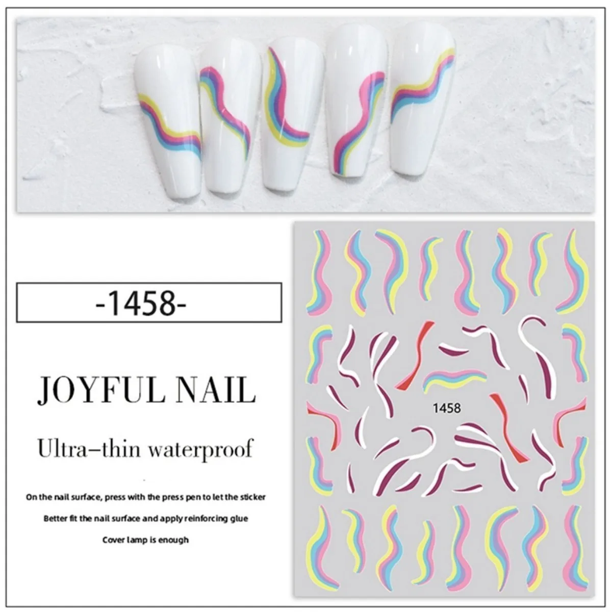 Irregular Curved Line Nail Art Stickers Hand Drawn Ribbon Design Nail Decoration Decals