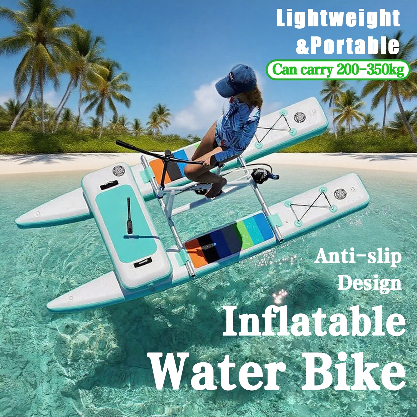 

Водяной велосипед 2-в-1, надувная понтонная доска с педалью для 1-2 человек, ценное стоячее весло и водные виды спорта на велосипеде