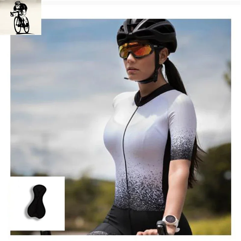 Women's Breathable Cycling Jersey Sets, Triathlon Suit One Piece Short Sleeve Jumpsuit Bike Bicycle Cycling Clothing Biking Suit