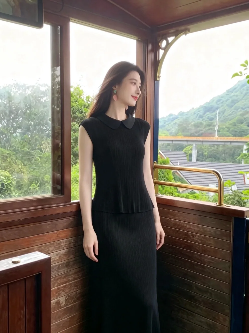 Miyake Pleated New Pleated Summer 2026 Original Skirt High Waist Fashion Slit Mid-Length Straight Versatile One-Step Skirt Pleat