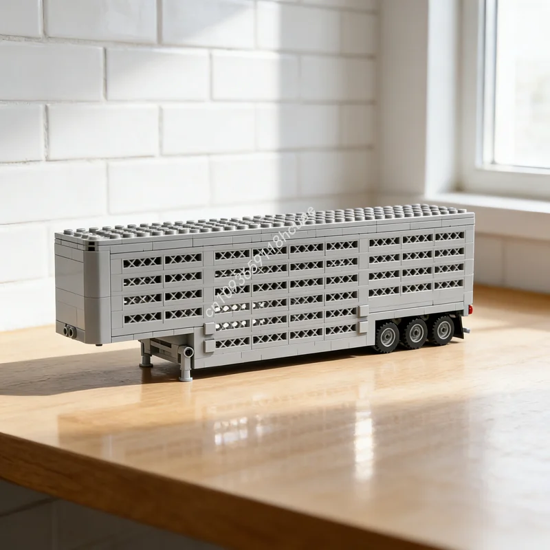 

475 деталей MOC: Модель грузового прицепа для перевозки скота, конструктор, развивающая игрушка, креативный DIY-набор, рождественский подарок, обучающий