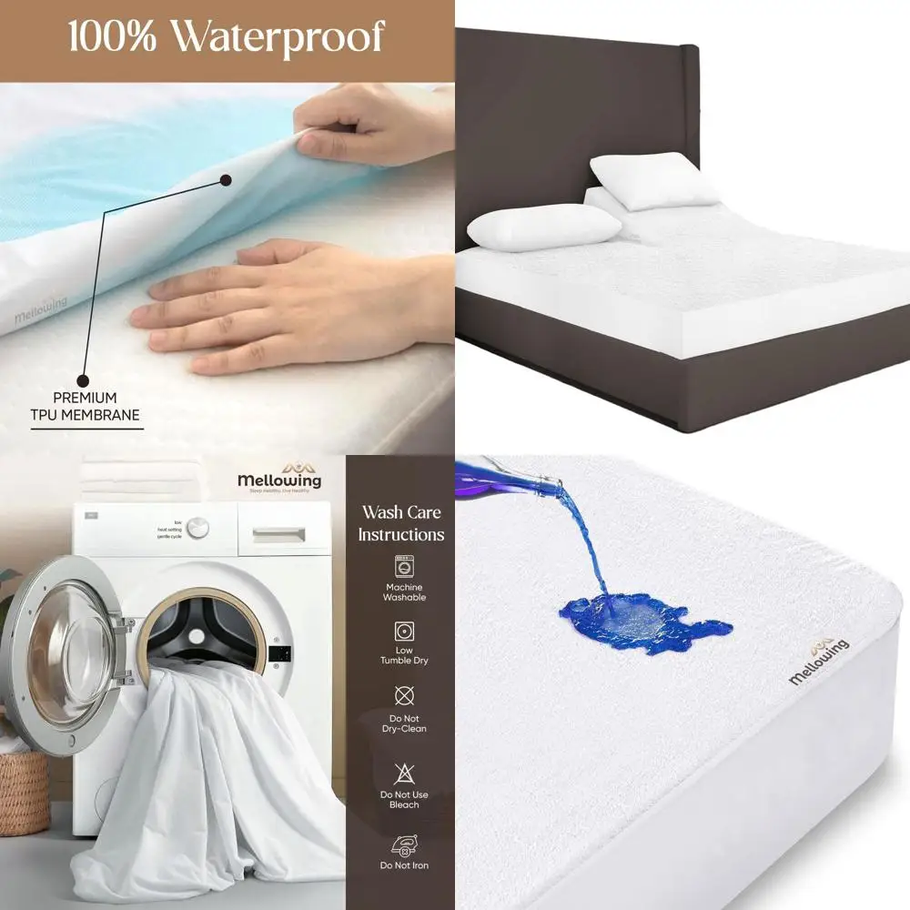 

Ультрамягкая водонепроницаемая дышащая защита матраса с разделенным верхом для регулируемых кроватей Cal King, подходит для глубоких карманов до 15 лет