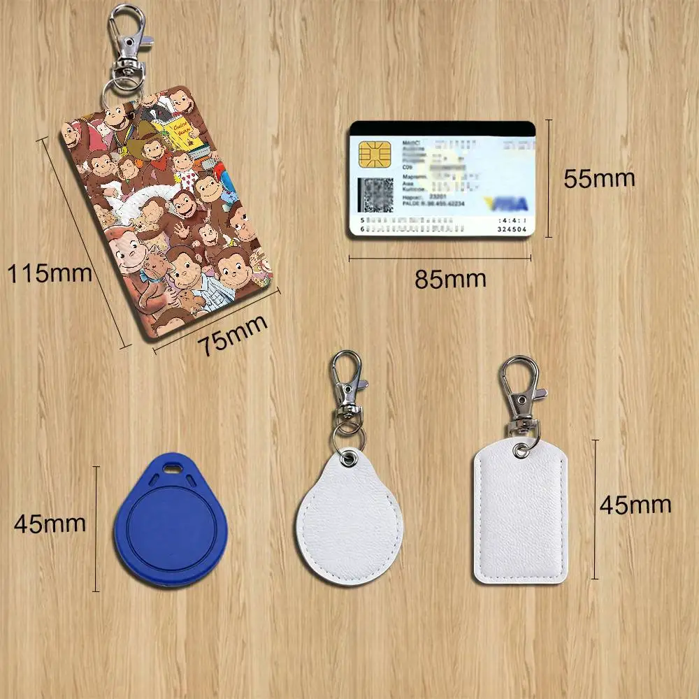 zoo Curious cute George Holder For Bank Business Work Card Holder Student Card Case Bus Card Keychain