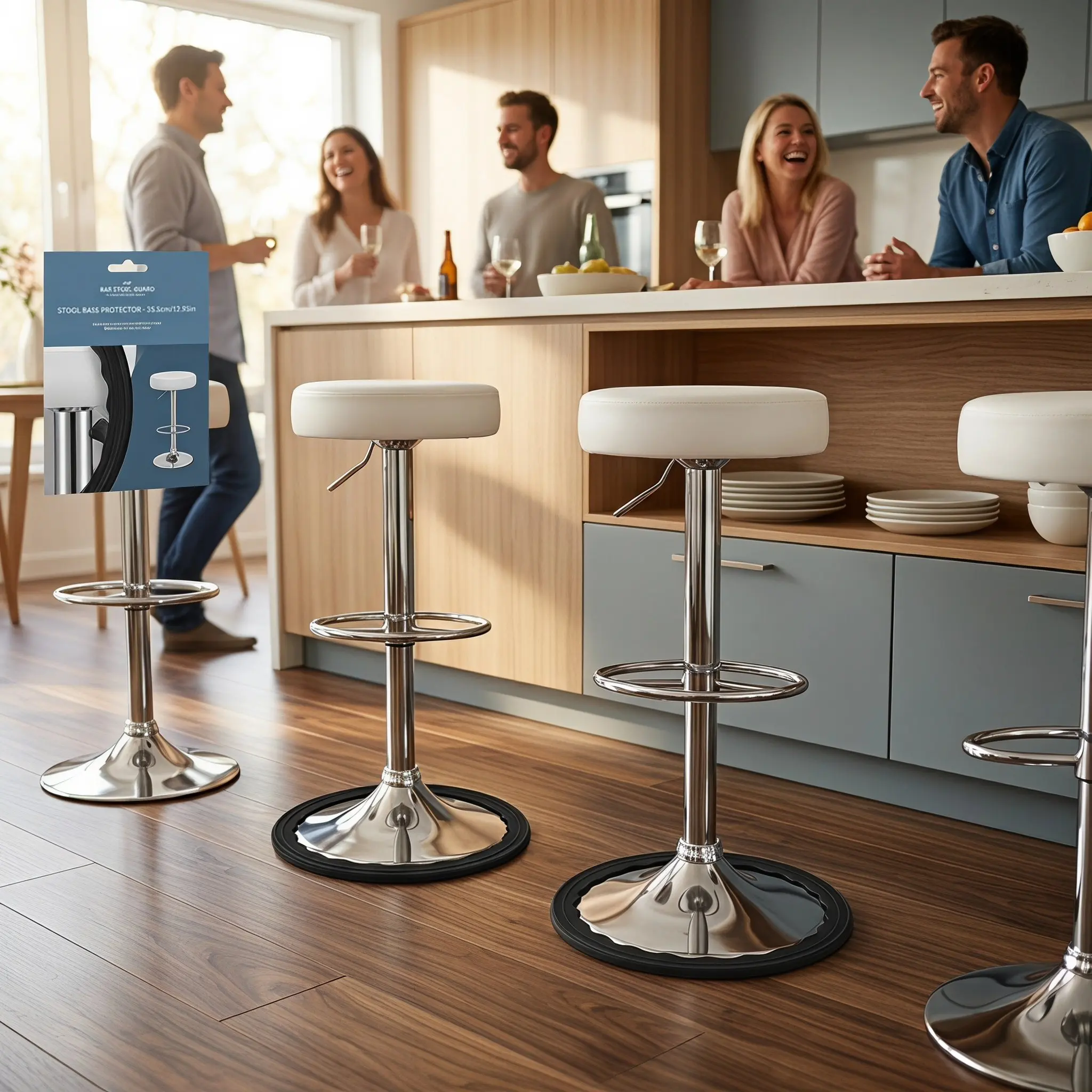 4Pcs Bar Stool Silicone Chair Leg Caps Protective Covers 14.5-16.5 Inch Stool Foot Pads Floor Protection Noise Reduction