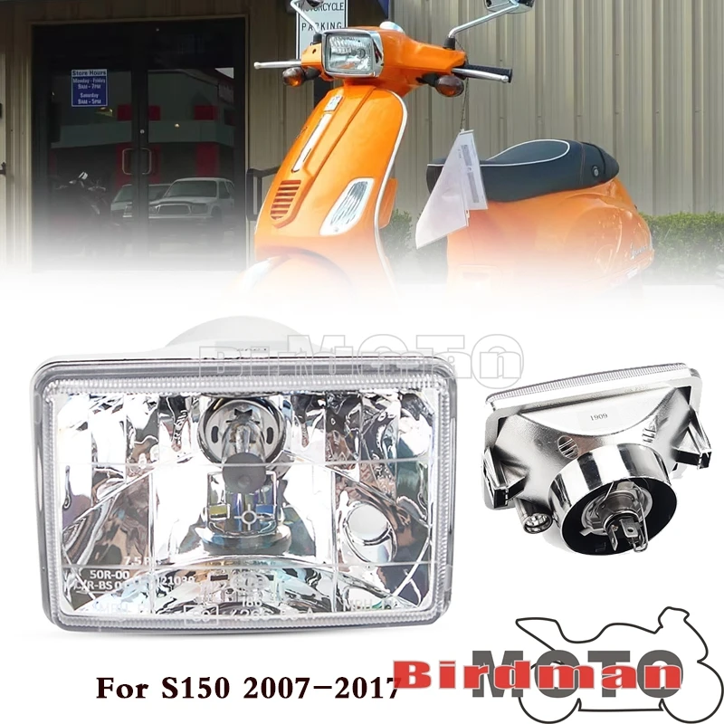 Moto Metallo/Plastica Presa Lente Scooter Rettangolo Anteriore Faro Abbagliante/Basso E3 E-Mark Approvato Per S 150 S150 07-17