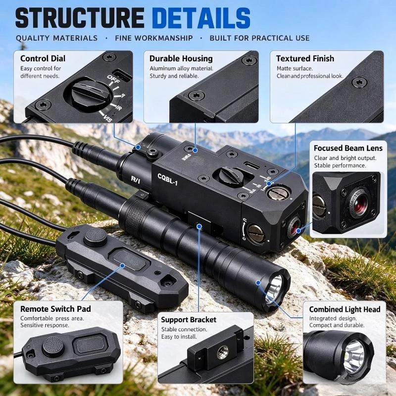 Dual Color Green&Red Beam Light Setwith RemoteSwitch, Bright Focused Light Adjustable Bracket, Outdoor Night Adventure Accessory