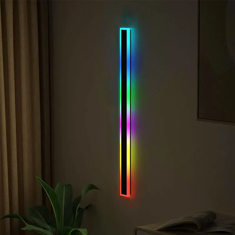 

Outdoor RGB Colored Linear Wall Lamp Waterproof Remote Long Strip LED Porch Light Garden Balcony Christmas Atmosphere SconceLamp