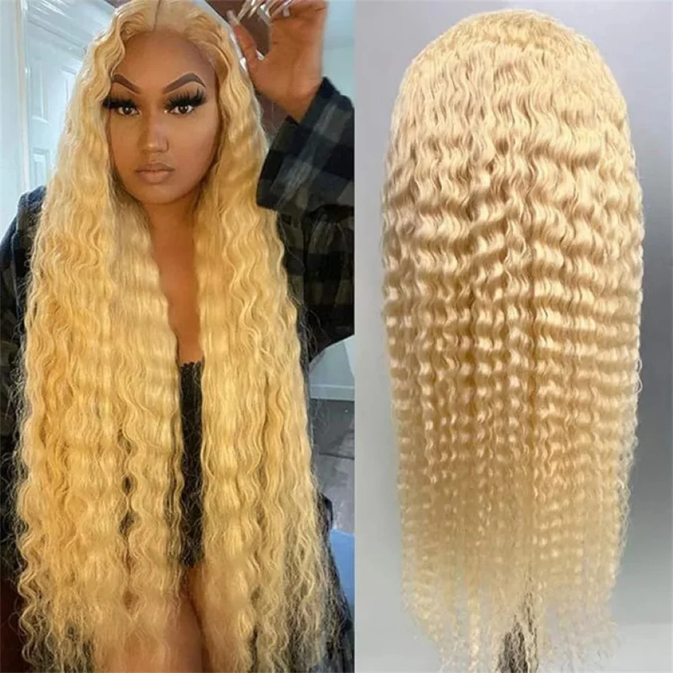 Cheap 200 Density Blonde 613 Colored Brazilian Curly Wig 100% Human Hair 13x6 Hd Lace Frontal Wigs for Women on Clearance Sale