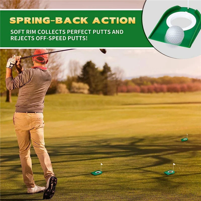 

Portable 3 Pcs Golf Putting Cup Golf Hole Training Aids with Flag Green+White