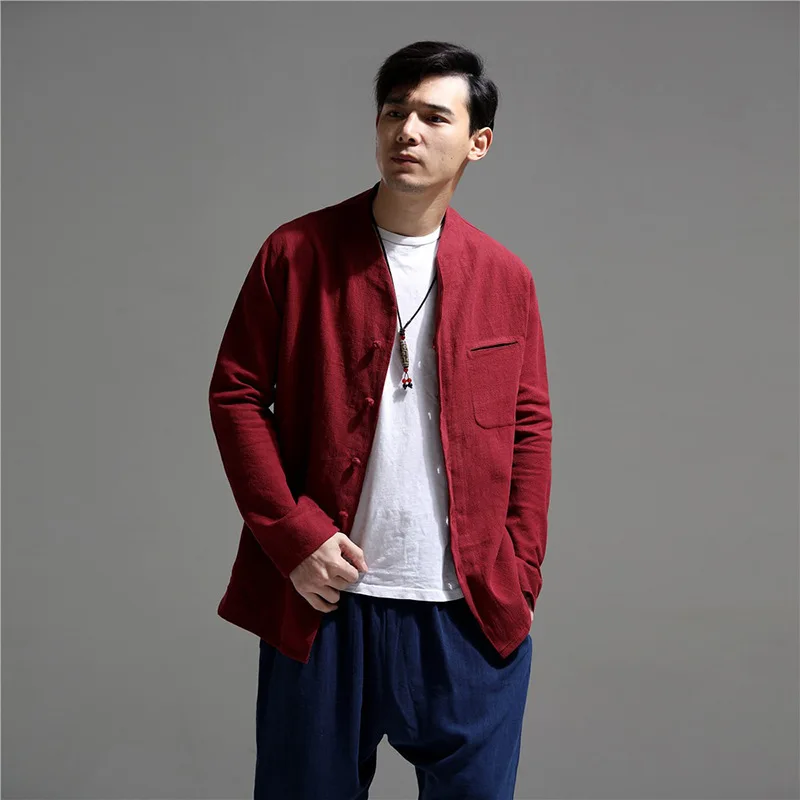 

New Men's Wear Cotton and Linen Chinese Style Shirt Casual Zen Cloth Top