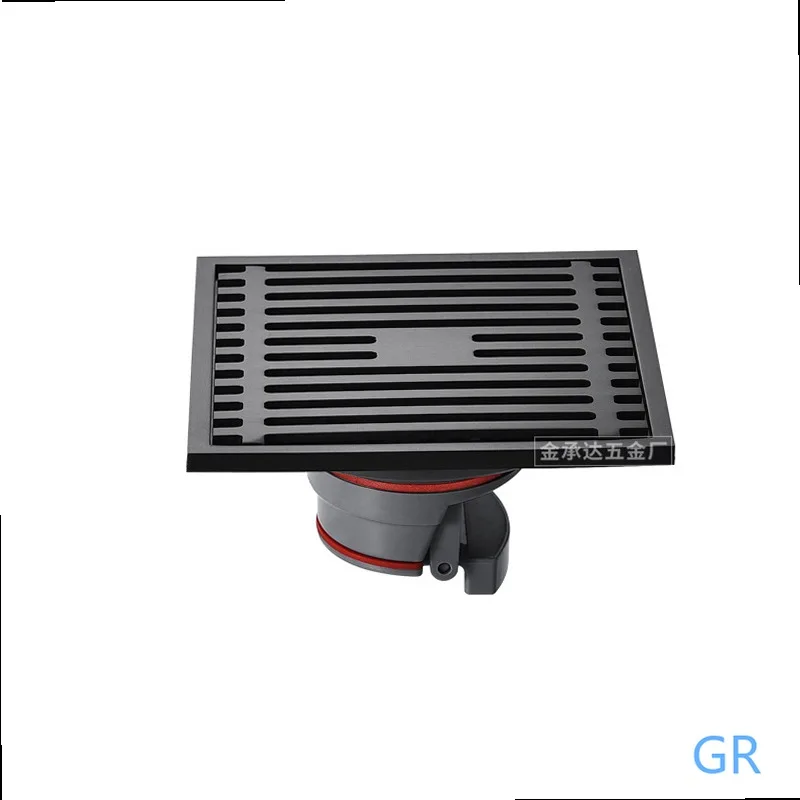 4 5 Inch Gun Grey Square Odor Proof Floor Drain Thickened Stainless Steel Large Flow DN75