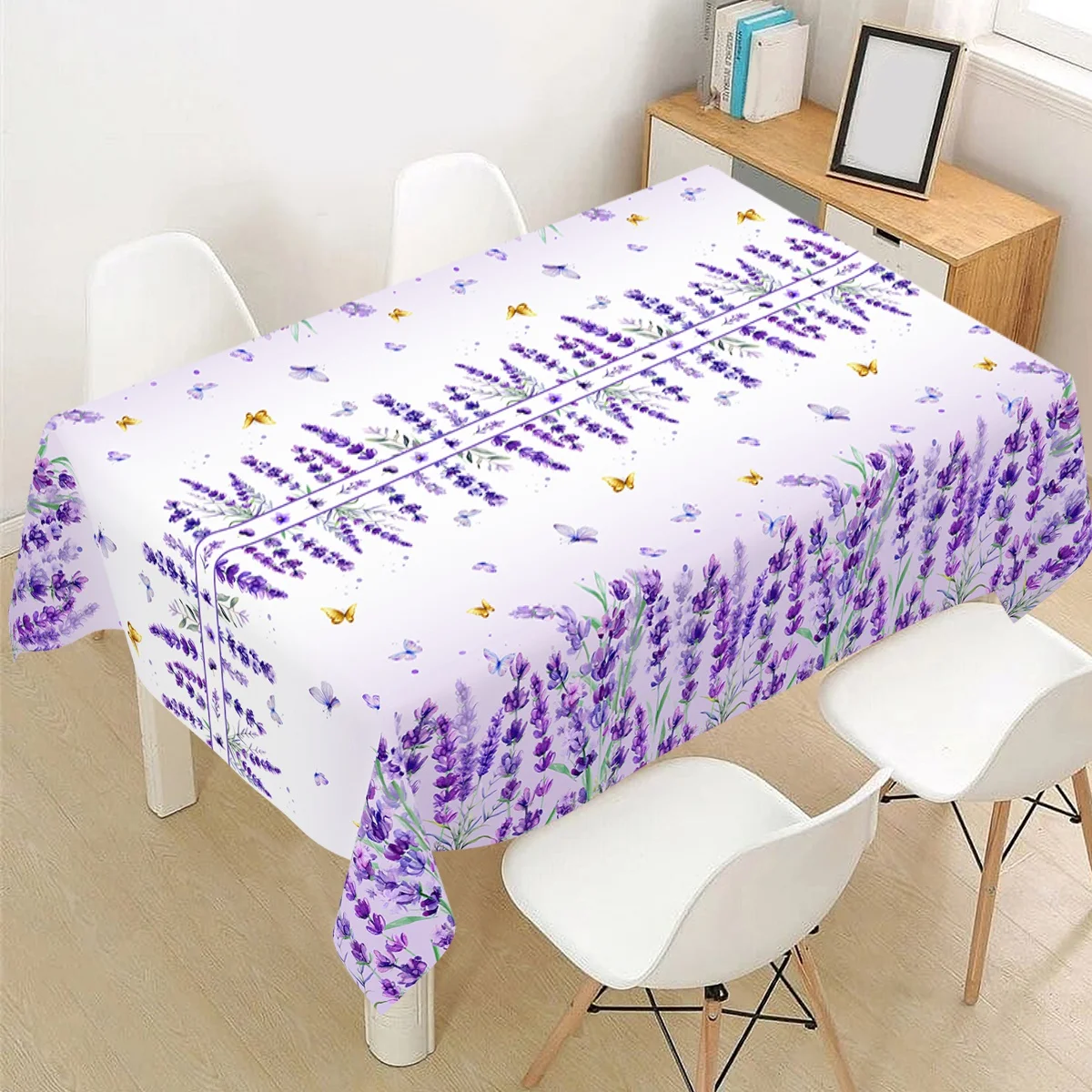 Mantel Desechable con Diseño Floral de Lavanda Morada para Primavera, Decoración para Fiestas de Boda, Mantel Rectangular con Flores de Primavera, Decoración para Mesa de Comedor