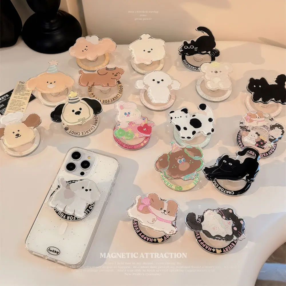 Cute Bear Animal Magnetic Phone Griptok Grip Tok Stand, Funny Adjustable Phone Stand Holder Support for IPhone 15 14 Pad