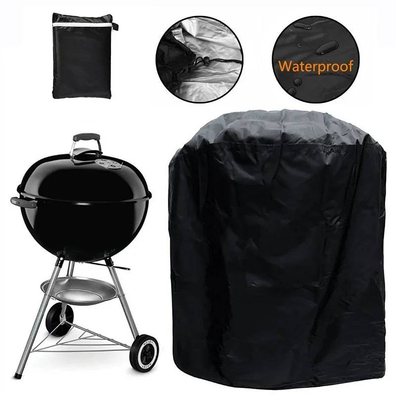 Waterproof BBQ Anti-Dust Outdoor Heavy Duty Charbroil Grill Cover Rain Protective Barbecue Grill Cover Black Barbecue Cover