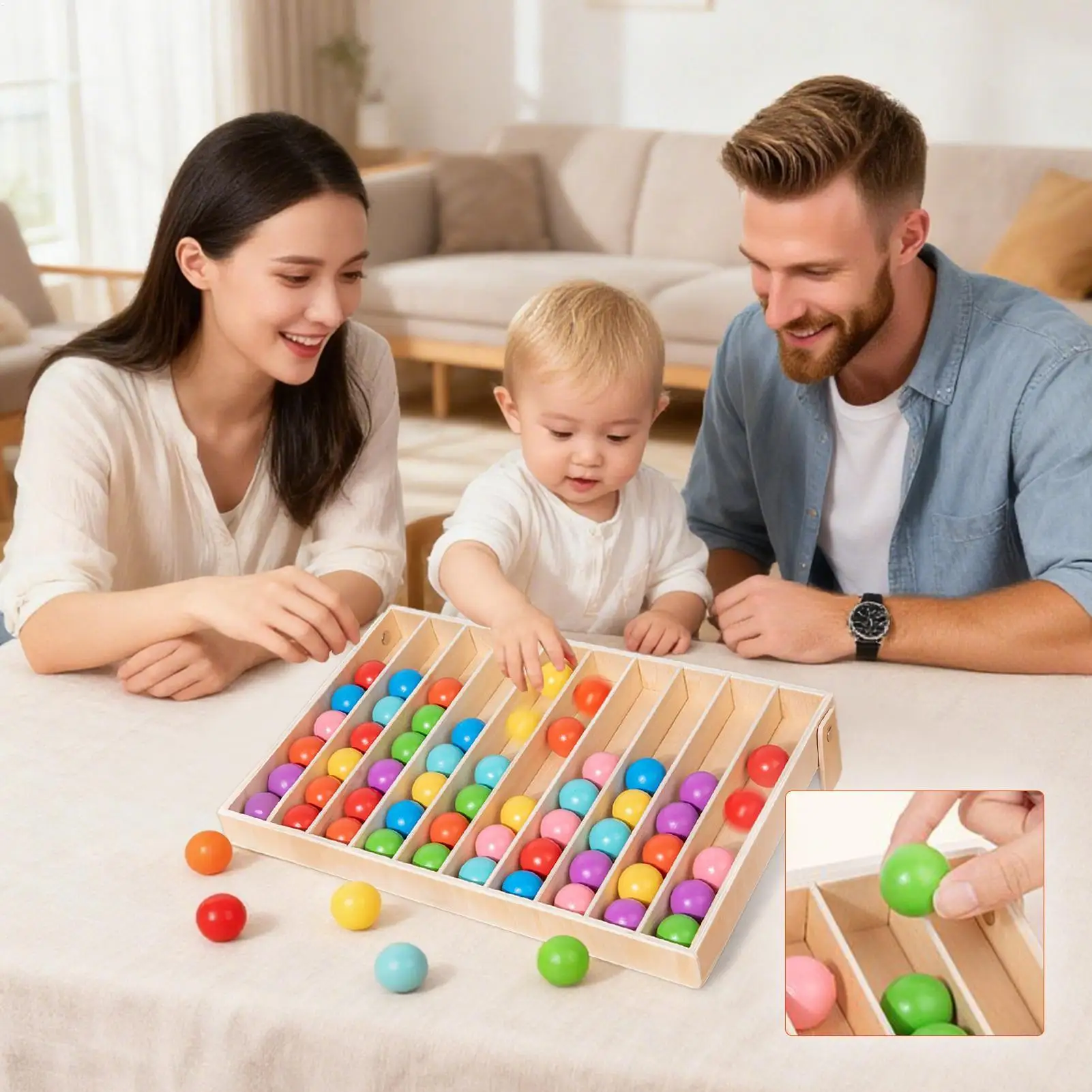 Color Matching Toys Color Learning Balls Game Wooden Toddler Educational Toy For Boys Girls Classroom Homeschool Kindergarten