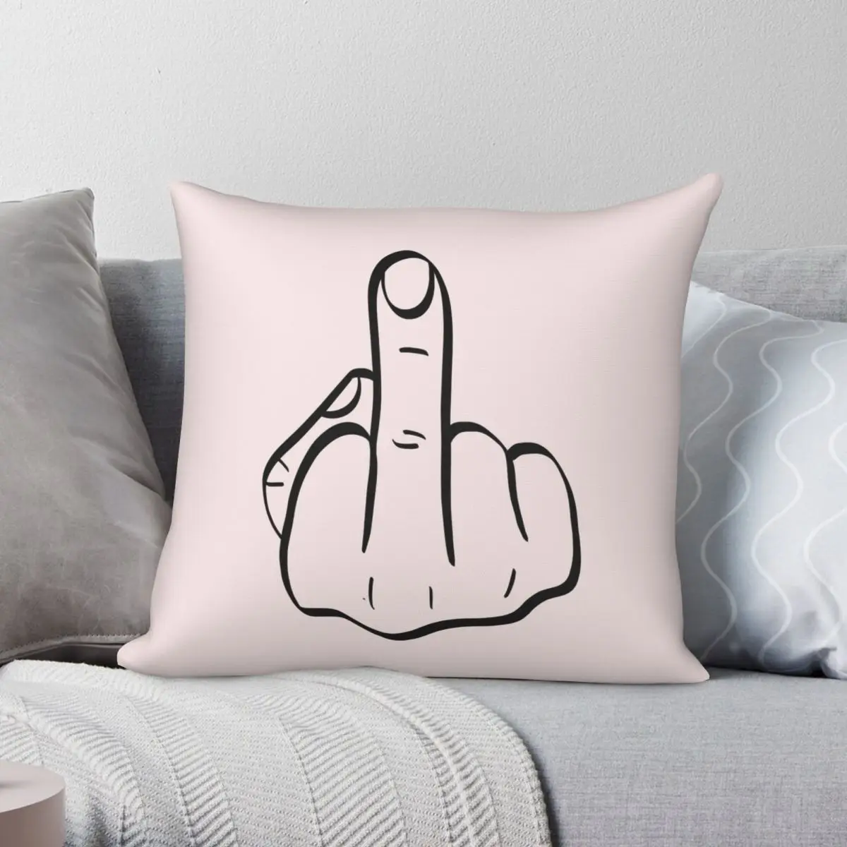 

Middle Finger Square Pillowcase Polyester Linen Velvet Creative Zip Decor Pillow Case Home Cushion Cover