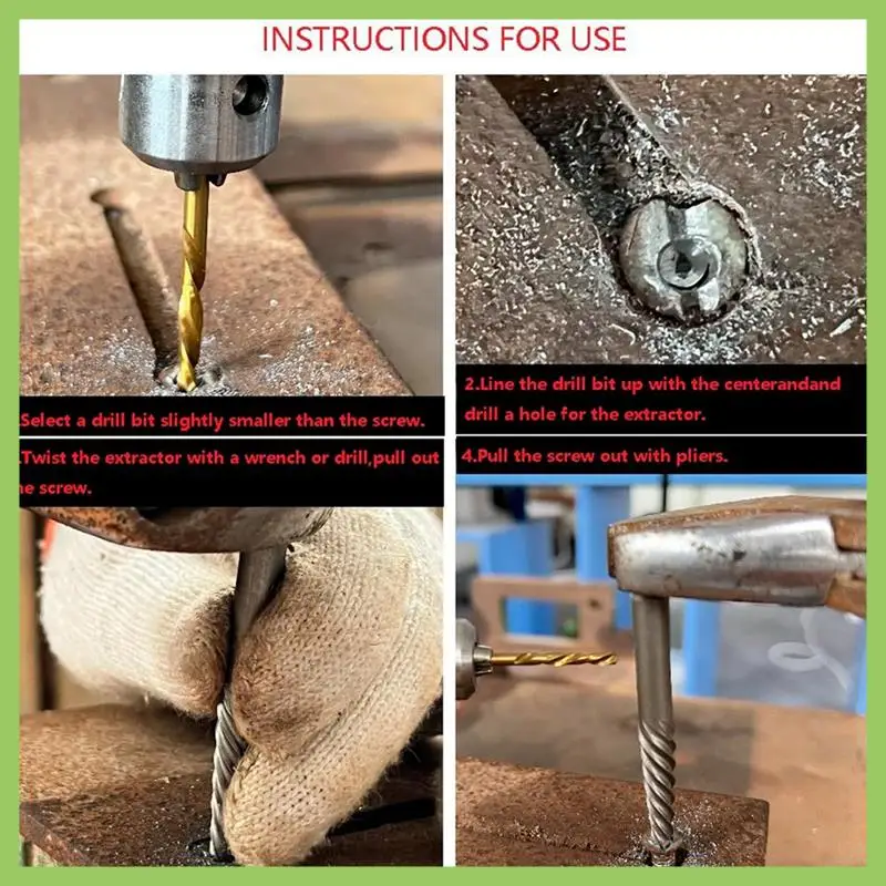 

ABJT-10 Piece Screw Extractor Broken Wire Extractor As Shown Steel Is Used To Remove Fallen Screws And Broken Bolt